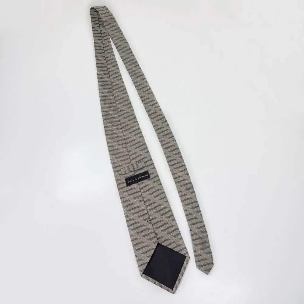 Croft &‎ Barrow Patterned Silk Men's Neck Tie Taupe Tan Grey
